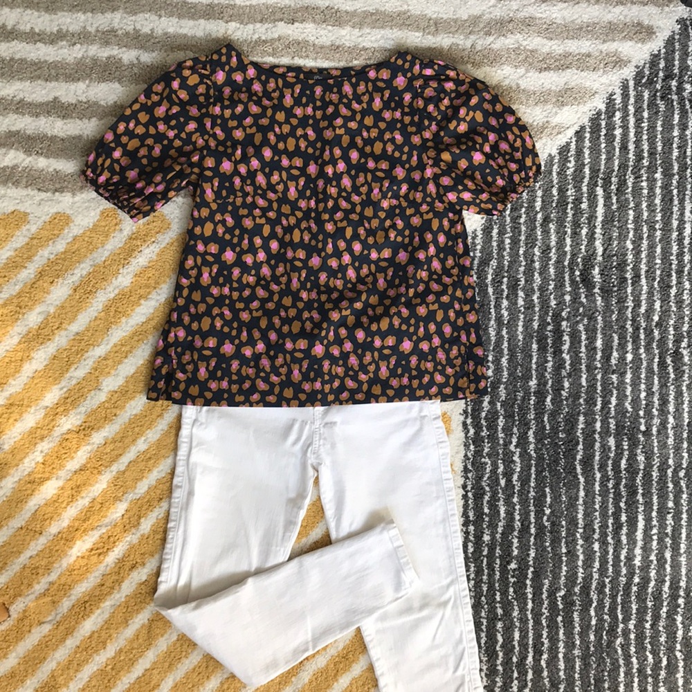 J Crew Cotton Puff Sleeves Top